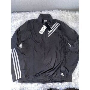 ADIDAS Women  Black Windbreaker Hoodie Jacket Size M. New W /tags.